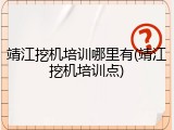 靖江挖机培训哪里有(靖江挖机培训点)