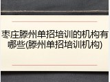 枣庄滕州单招培训的机构有哪些(滕州单招培训机构)