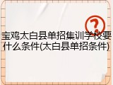 宝鸡太白县单招集训学校要什么条件(太白县单招条件)