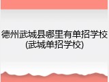 德州武城县哪里有单招学校(武城单招学校)