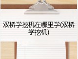 双桥学挖机在哪里学(双桥学挖机)