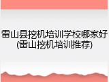 雷山县挖机培训学校哪家好(雷山挖机培训推荐)