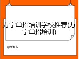万宁单招培训学校推荐(万宁单招培训)