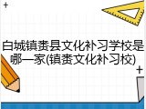 白城镇赉县文化补习学校是哪一家(镇赉文化补习校)