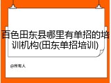 百色田东县哪里有单招的培训机构(田东单招培训)
