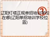 辽阳灯塔正规单招培训学校在哪(辽阳单招培训学校位置)