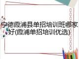 宁德霞浦县单招培训班哪家好(霞浦单招培训优选)