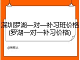 深圳罗湖一对一补习班价格(罗湖一对一补习价格)