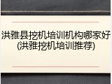 洪雅县挖机培训机构哪家好(洪雅挖机培训推荐)