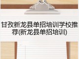 甘孜新龙县单招培训学校推荐(新龙县单招培训)