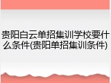 贵阳白云单招集训学校要什么条件(贵阳单招集训条件)
