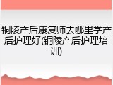 铜陵产后康复师去哪里学产后护理好(铜陵产后护理培训)
