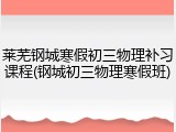 莱芜钢城寒假初三物理补习课程(钢城初三物理寒假班)