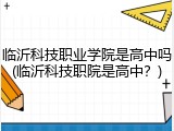 临沂科技职业学院是高中吗(临沂科技职院是高中？)