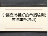 宁德霞浦县好的单招培训(霞浦单招培训)