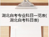 湖北自考专业科目一览表(湖北自考科目表)