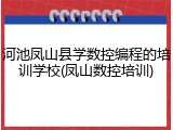河池凤山县学数控编程的培训学校(凤山数控培训)