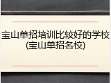 宝山单招培训比较好的学校(宝山单招名校)