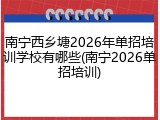 南宁西乡塘2026年单招培训学校有哪些(南宁2026单招培训)