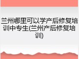 兰州哪里可以学产后修复培训中专生(兰州产后修复培训)