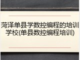 菏泽单县学数控编程的培训学校(单县数控编程培训)