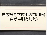 自考报考学校中职有用吗(自考中职有用吗)
