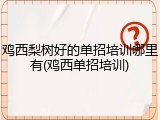 鸡西梨树好的单招培训哪里有(鸡西单招培训)