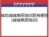 潍坊潍城单招培训班有哪些(潍城单招培训)