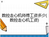 数控走心机师傅工资多少(数控走心机工资)