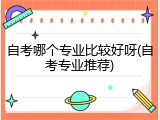 自考哪个专业比较好呀(自考专业推荐)