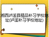 湘西泸溪县精品补习学校地址(泸溪补习学校地址)