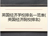 英国经济学校排名一览表(英国经济院校排名)