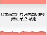 黔东南雷山县好的单招培训(雷山单招培训)
