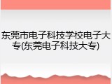 东莞市电子科技学校电子大专(东莞电子科技大专)