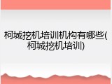 柯城挖机培训机构有哪些(柯城挖机培训)