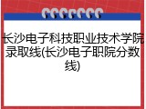 长沙电子科技职业技术学院录取线(长沙电子职院分数线)