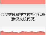 武汉交通科技学校招生代码(武汉交校代码)