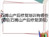 石嘴山产后修复培训有哪些课程(石嘴山产后修复课程)