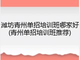 潍坊青州单招培训班哪家好(青州单招培训班推荐)