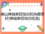 佛山禅城单招培训机构哪家好(禅城单招培训优选)