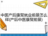 中医产后康复就业前景怎么样(产后中医康复前景)