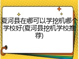 夏河县在哪可以学挖机哪个学校好(夏河县挖机学校推荐)
