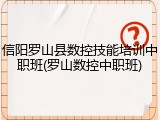 信阳罗山县数控技能培训中职班(罗山数控中职班)