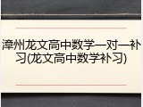 漳州龙文高中数学一对一补习(龙文高中数学补习)