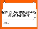 崆峒挖机培训机构排名(崆峒挖机培训排行)