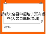 邯郸大名县单招培训班有哪些(大名县单招培训)