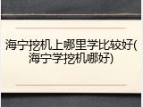 海宁挖机上哪里学比较好(海宁学挖机哪好)
