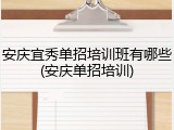 安庆宜秀单招培训班有哪些(安庆单招培训)