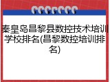 秦皇岛昌黎县数控技术培训学校排名(昌黎数控培训排名)