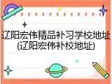 辽阳宏伟精品补习学校地址(辽阳宏伟补校地址)